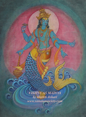 Vishnu as Matsya or the Fish Incarnation - This image is protected by digital watermarking - Click here for our free wallpapers.