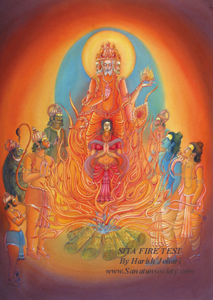 The Testing of Sita in the Fire - This image is protected by digital watermarking - Click here to find out how to use it anyhow.