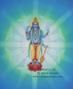 Vishnu with vedic square background-This image is protected by digital watermarking - Click here for our free wallpapers.