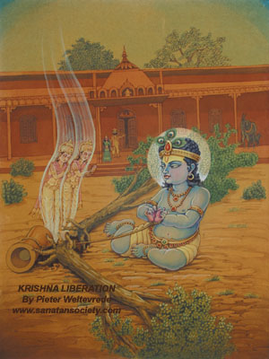 The liberation of Nalakuvara and Manigriva by Krishna -This image is protected by digital watermarking - Click here for our free wallpapers.