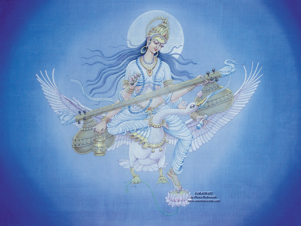 Free Desktop Wallpaper Hindu Goddesses Lakshmi, Saraswati, Durga